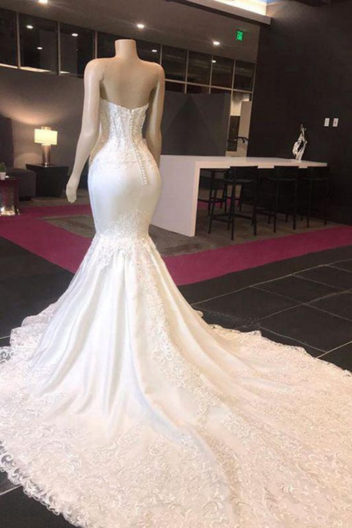Bridelily Luxury Sweetheart Appliques Mermaid Wedding Dress - wedding dresses