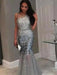 A| Bridelily Mermaid Jewel Sleeveless Floor-Length Sequin Tulle Dresses - Prom Dresses