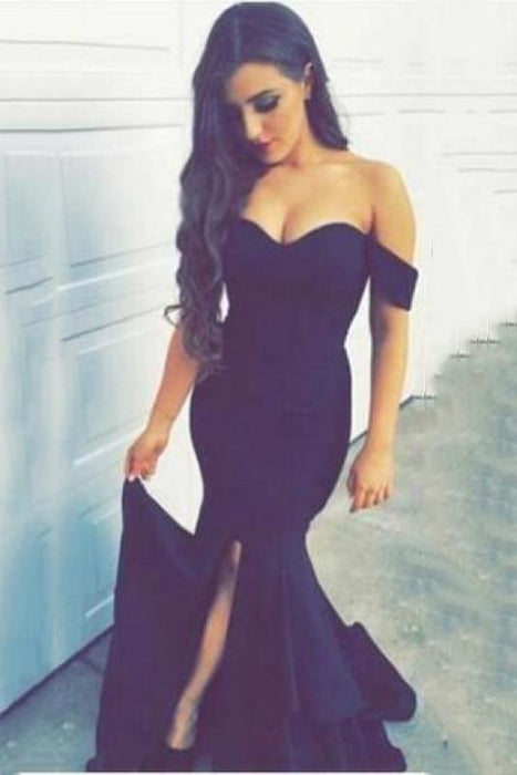 Bridelily New Arrival Off the Shoulder Mermaid Evening Dress Sexy Long Split 2019 Party Dresses - Prom Dresses