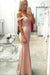 Bridelily Pink Lace-Top Off-the-Shoulder Long Mermaid Prom Dresses - Prom Dresses