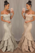 Bridelily Off-the-Shoulder Mermaid Prom Dress Champagne