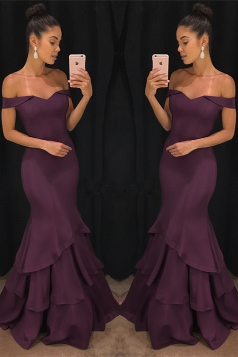 Bridelily Off-the-Shoulder Mermaid Prom Dress Regency