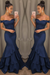 Navy Off-the-Shoulder mermaid prom dress