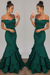 Bridelily Off-the-Shoulder Mermaid Prom Dress Dark Green