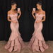 Bridelily Pink Off-the-Shoulder Mermaid Prom Dresses 2019 Tiered Simple Evening Gowns SK0118-GA0 - Prom Dresses