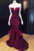 Bridelily Popular Burgundy Mermaid Long Evening Dress Sexy Simple Cheap Notched Slit Prom Gown CJ0397 - Prom Dresses