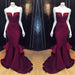 Bridelily Popular Burgundy Mermaid Long Evening Dress Sexy Simple Cheap Notched Slit Prom Gown CJ0397 - Prom Dresses