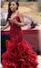 Bridelily Red Beading Spaghettis-Straps Mermaid Open-Back Prom Dresses - Prom Dresses