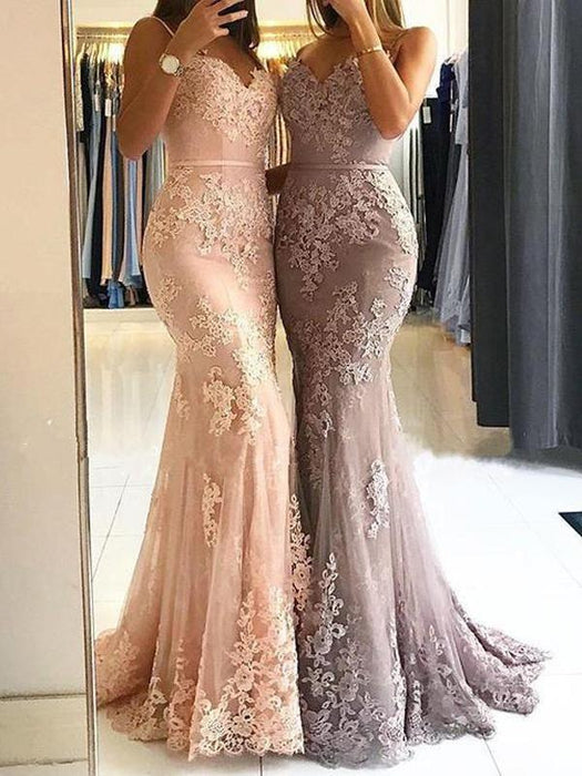 Bridelily Red Lace Appliques Prom Dress | 2020 Mermaid Formal Dress - Prom Dresses