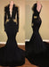 Bridelily Sexy Black and Gold Prom Dresses | Deep V-Neck Long Sleeves Evening Gowns - Prom Dresses