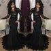 Bridelily Sexy Black Lace Tulle Prom Dresses | Mermaid Long Sleeve Cheap Evening Gown 2019 FB0277 - Prom Dresses