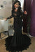 Bridelily Sexy Black Lace Tulle Prom Dresses | Mermaid Long Sleeve Cheap Evening Gown 2019 FB0277 - Prom Dresses