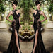 Bridelily Sexy Black Prom Dress| Mermaid Evening Dress With Slit - Prom Dresses