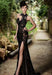 Bridelily Sexy Black Prom Dress| Mermaid Evening Dress With Slit - Prom Dresses