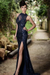 Bridelily Sexy Navy Prom Dress | Mermaid Evening Dress With Slit - Prom Dresses