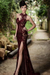 Bridelily Sexy Crimson Prom Dress| Mermaid Evening Dress With Slit - Prom Dresses
