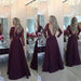 Bridelily Sexy Burgundy Long-Sleeves Lace A-Line Beadings Prom Dress - Prom Dresses