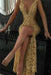 Gold Bridelily Sexy Lace Evening Gowns Sleeveless Beading Split Popular Prom Dresses CE0061 - Prom Dresses