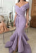 Bridelily Sexy Lilac Mermaid Prom Dresses Off-the-Shoulder Side Slit Evening Dresse