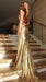 Bridelily 2019 Sexy Sequined Mermaid Evening Gowns Gold Backless Halter Party Dresses - Prom Dresses