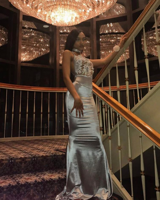 Bridelily Sexy Sleeveless Mermaid Lace Halter Backless Evening Dress - Prom Dresses