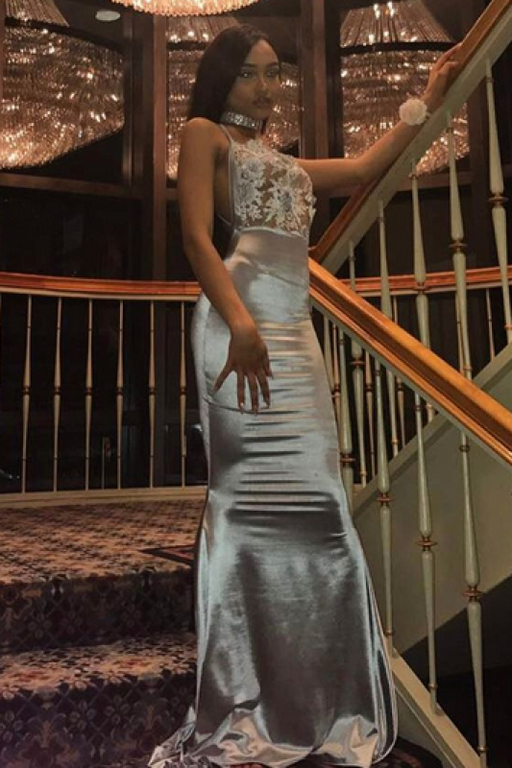 Bridelily Sexy Sleeveless Mermaid Lace Halter Backless Evening Dress - Prom Dresses