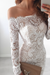 Bridelily Sheath Long Sleeves Off-the-Shoulder Lace Short/Mini Dresses - Prom Dresses