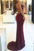 Bridelily Shiny Mermaid Burgundy Prom Dresses 2019 V-neck Straps Backless Sequined Formal Dress - Prom Dresses