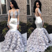 Bridelily Silver FlowersPretty Prom Dresses 2019 | Long Sleeve Beads Lace Mermaid Graduation Dress FB0371 - Prom Dresses