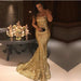 Bridelily Sparkle Gold Sequins Mermaid Evening Gowns Cheap Sexy Strapless Prom Dresses 2019 FB0164 - Prom Dresses