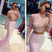 Bridelily Two-Piece Lace Long-Sleeves High-Neck Mermaid Prom Dresses - Prom Dresses