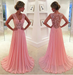 Bridelily V-neck Pink 2019 Long Prom Dresses Elegant Popular Evening Dress CE043 - Prom Dresses