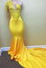 Bridelily Yellow one shoulder mermaid prom dress lace evening dresses 2019 - Prom Dresses