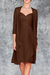 Brown 3/4 Sleeves Knee Length Ruffle Chiffon Mother of the Bride Outfits with Lace - Prom Dresses