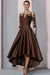 Brown Mermaid Satin Hi-Lo Mother of-Bride Dress with Appliques - Prom Dresses