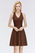 Brown V-Neck Short Lace Bridesmaid Dresses