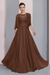 Brown Floor-Length A-Line Mother of the Bride Dress with Princess Scoop Neckline