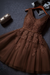 Brown Cute V Neck Sleeveless Appliques Tulle Homecoming Gown A Line Short Prom Dress