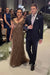 Brown Off-the-Shoulder Sheath Mother of the Bride Dress with Beadings Long Wedding Guest Dress