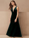 Brown Evening Dress A-Line V-Neck Floor-Length Sleeveless Zipper Velour Formal Dinner Dresses(APP ExclusivePrice  $106.99)