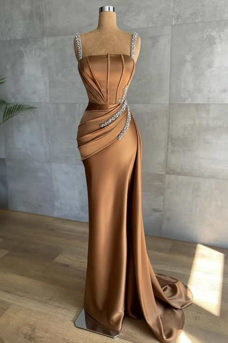 Brown glitter evening dresses floor-length Prom Dress - Prom Dresses