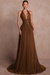 Brown Halter Aline Evening Dress Glitter Chiffon Prom Dress with Sequins
