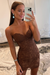 Brown Lace Sweetheart Tight Short Homecoming Dress