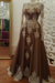 Brown A-Line/Princess Long Sleeves Scoop Floor-Length Applique Tulle Muslim Dresses - Prom Dresses