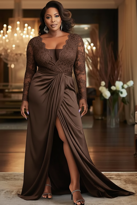 V-Neck Black Mother of the Bride Dress with Long Lace Sleeves-Bridelily