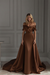 Brown Off-The-Shoulder Mermaid Prom Dress with Ruffles