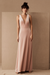 Blush Pink Evening Dress A-Line V-Neck Floor-Length Sleeveless Zipper Velour Formal Dinner Dresses