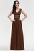 Brown Chic Ruched Chiffon Aline Formal Dress Bridesmaid Dress with Beadings