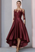 Burgundy Mermaid Satin Hi-Lo Mother of-Bride Dress with Appliques - Prom Dresses