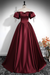 Burgundy A-Line Pleated Off-The-Shoulder Prom Dress